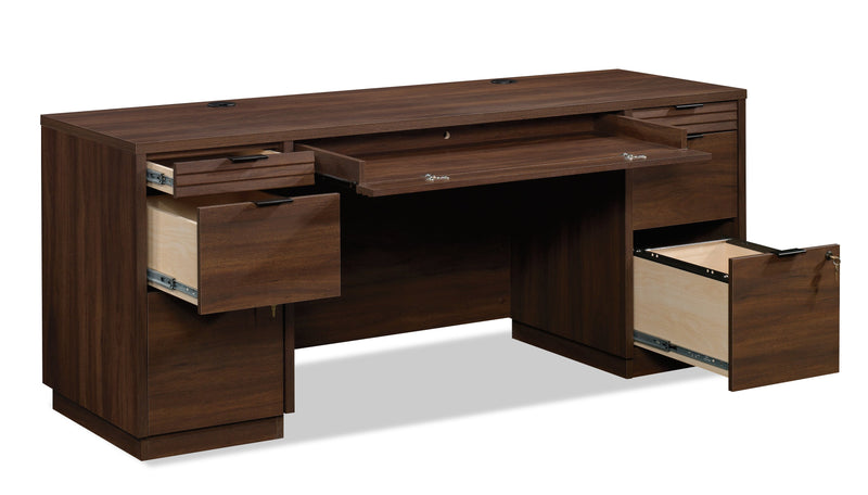 Palo Alto 71.18\" Commercial Grade Credenza Office Desk with 6-Drawers - Mahogany