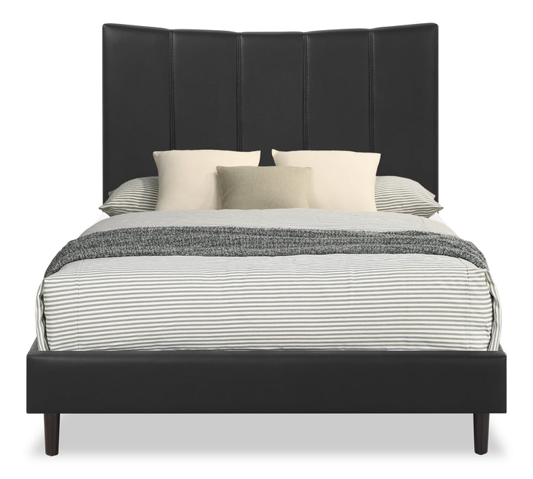 Paseo Platform Bed in Black Vegan-Leather Fabric - Full Size