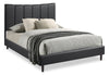 Paseo Platform Bed in Black Vegan-Leather Fabric - Queen Size