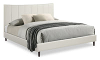 Paseo Platform Bed in Taupe Vegan-Leather Fabric - King Size 