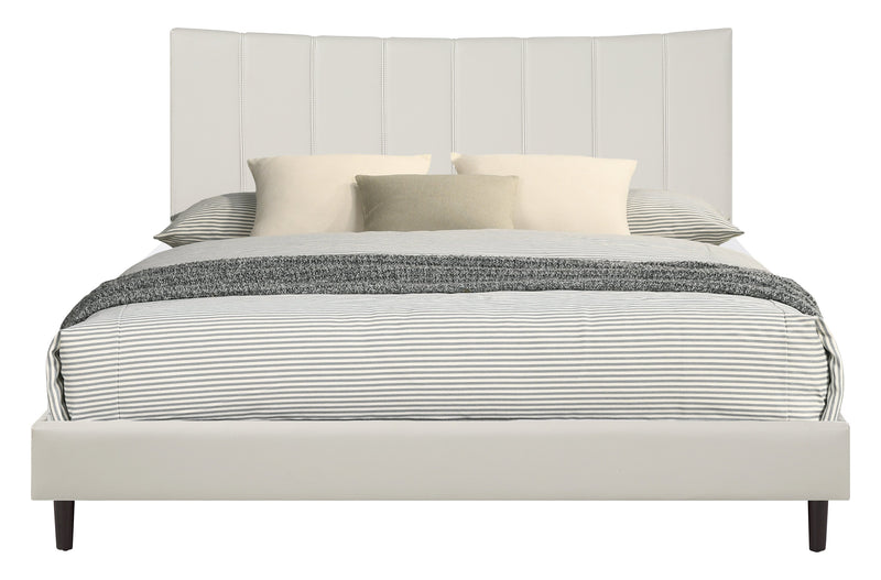 Paseo Platform Bed in Taupe Vegan-Leather Fabric - King Size