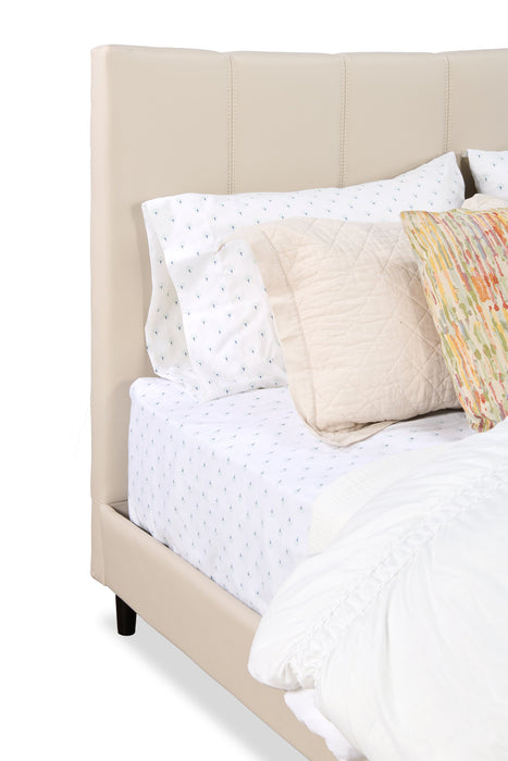 Paseo Platform Bed in Taupe Vegan-Leather Fabric - Queen Size