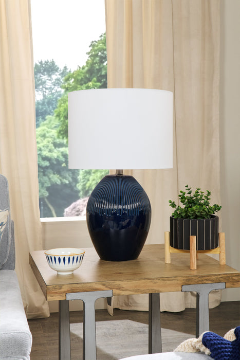 Kort & Co. Penelope 24\" Blue Ceramic Table Lamp