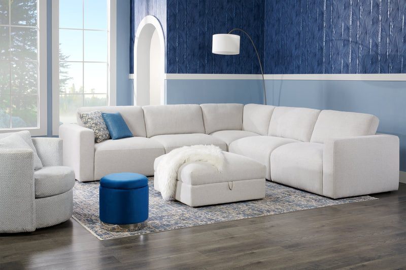 Phebe 16.5\" Storage Ottoman with Silver Trim Base - Navy