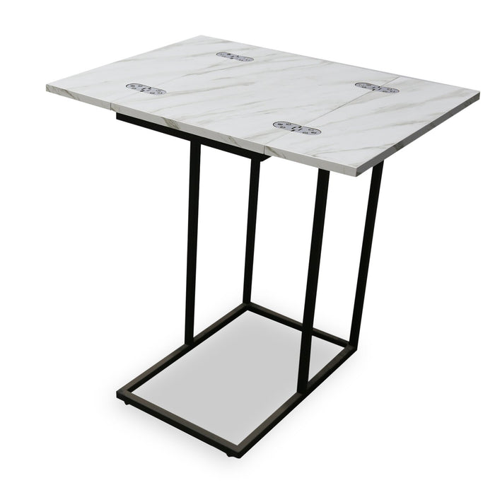 Pia 18\" C-Table with Expandable Top - White Marble