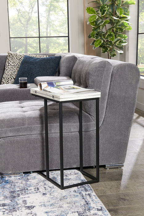 Pia 18\" C-Table with Expandable Top - White Marble