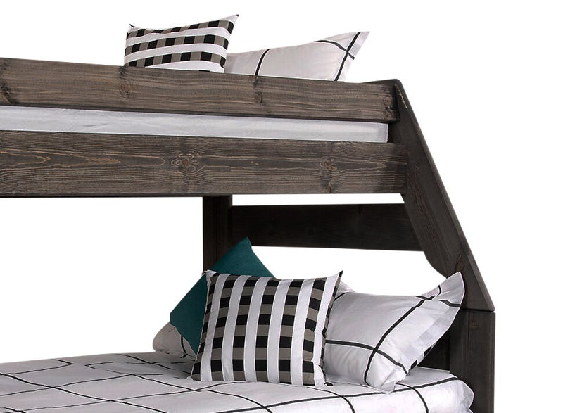 Piper Bunk Bed with Guard Rail for Kids, Solid Pine, Driftwood Grey - Twin/Full