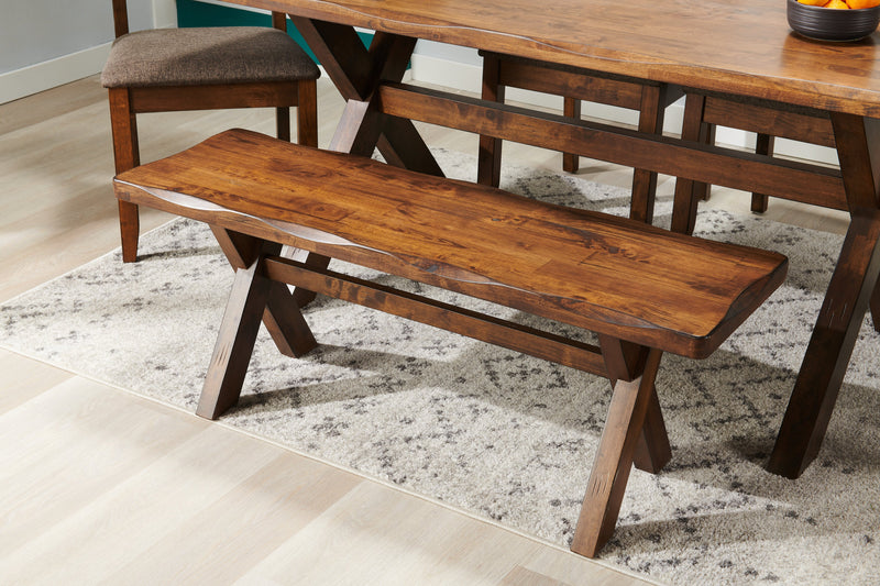 Plum Dining Bench, Wood, Live-Edge Look, 47.25\"W- Nutmeg Brown