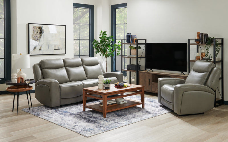 Scott Living Prescott 42.5\" Genuine Leather Power Reclining Chair with Power Headrest - Grey