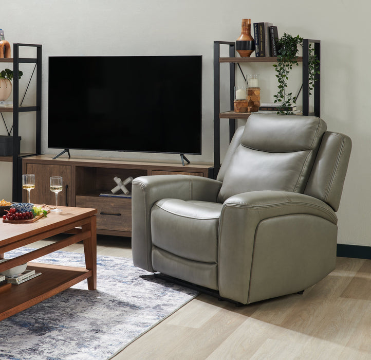 Scott Living Prescott 42.5\" Genuine Leather Power Reclining Chair with Power Headrest - Grey