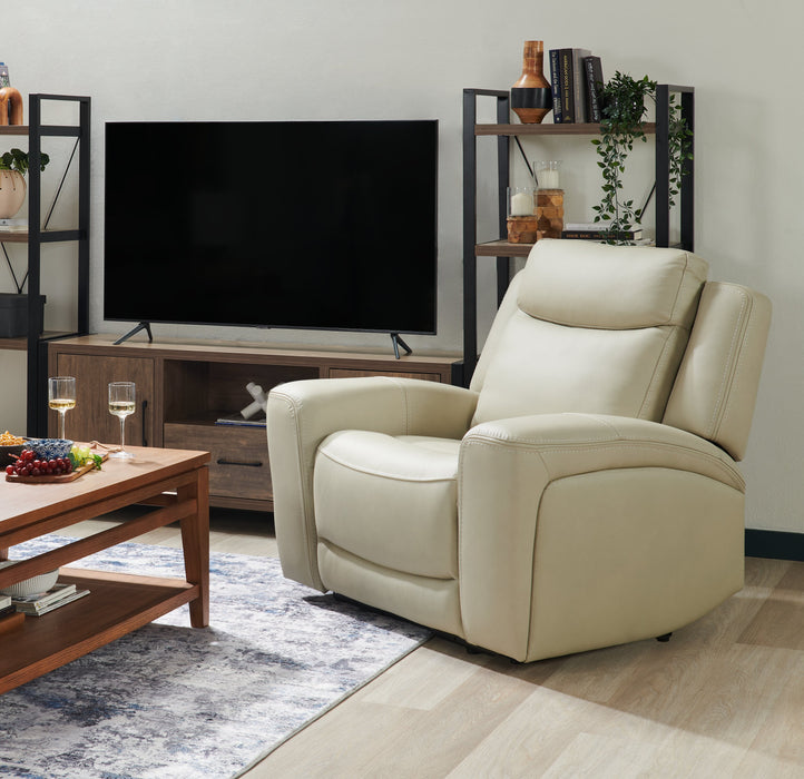 Scott Living Prescott 42.5\" Genuine Leather Power Reclining Chair with Power Headrest - Platinum Grey