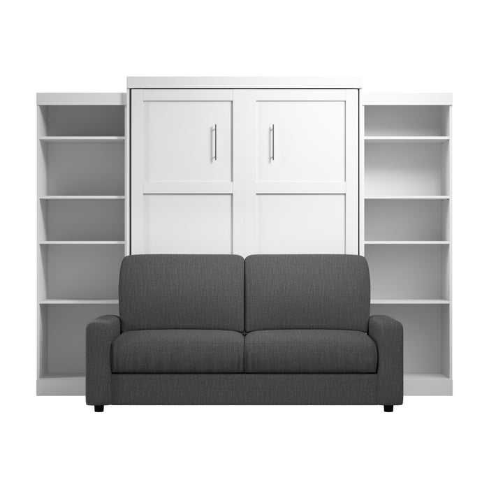 Bestar Pur Queen 10-Shelf Murphy Bed with Sofa - White