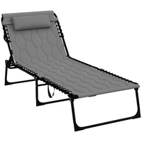 Outsunny Folding Chaise Lounge, Padded Reclining Tanning Chair, Grey