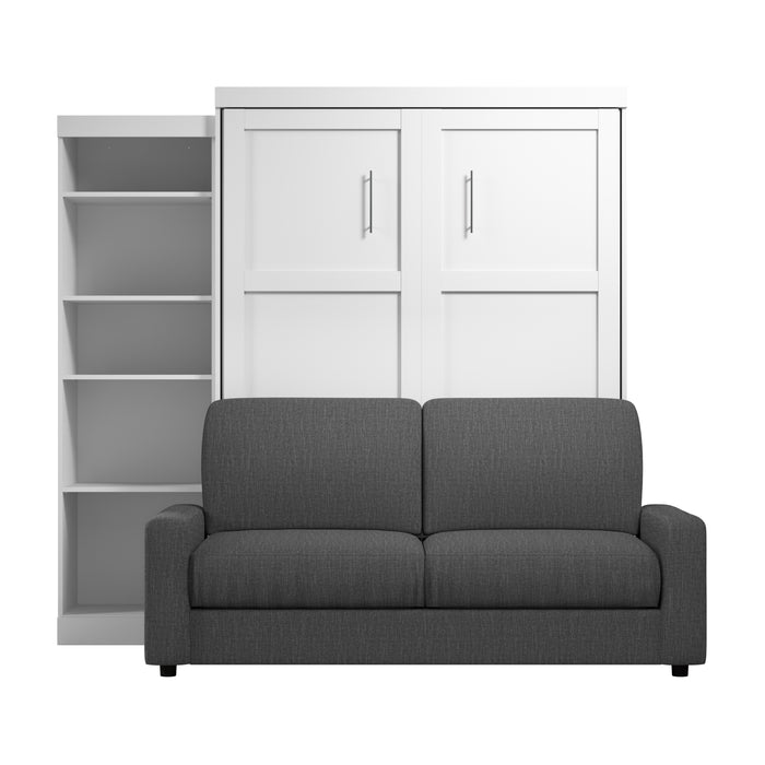 Bestar Pur Queen 5-Shelf Murphy Bed with Sofa - White