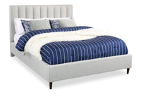 Kort & Co. Rain Upholstered Platform Bed in Light Grey Fabric, Tufted - Queen Size 