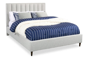 Kort & Co. Rain Upholstered Platform Bed in Taupe Fabric, Tufted - Queen Size