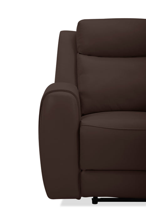 Reign 78\" Top-Grain Genuine Leather Power Reclining Loveseat with Console - Silverado Chocolate Brown