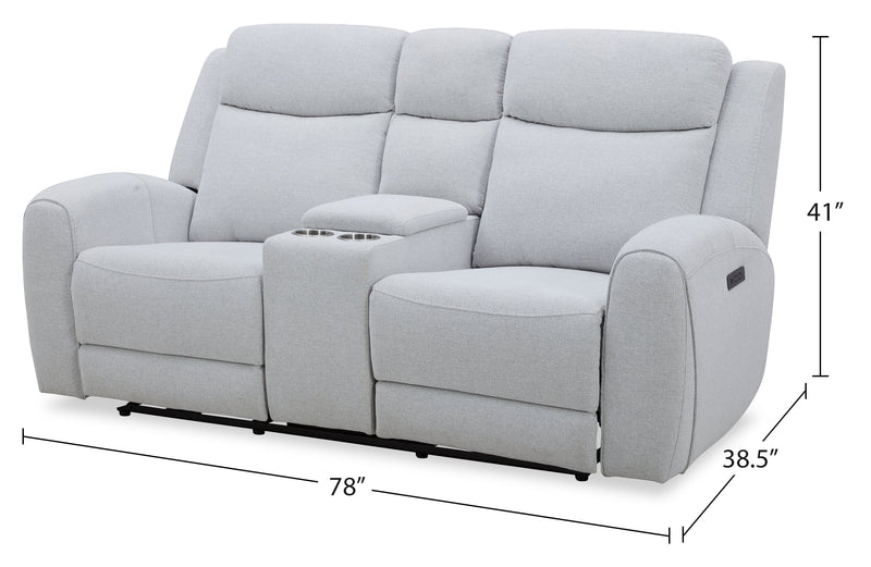 Reign 78\" Fabric Power Reclining Loveseat with Console - Bronco Stone Grey