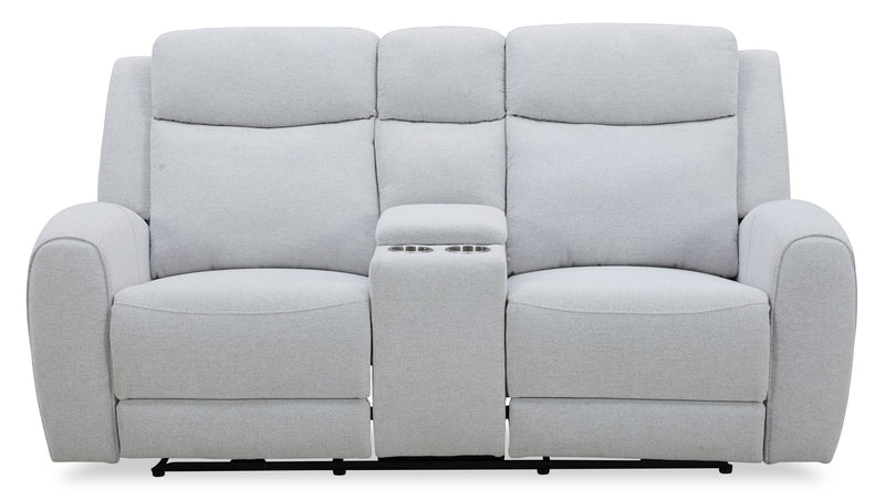 Reign 78\" Fabric Power Reclining Loveseat with Console - Bronco Stone Grey