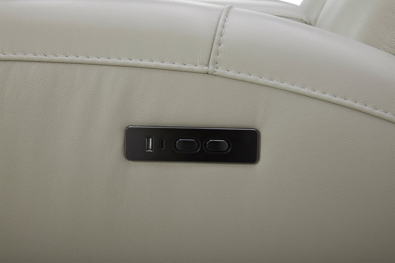 Reign 78\" Top-Grain Genuine Leather Power Reclining Loveseat with Console - Deltona Moonshine Taupe