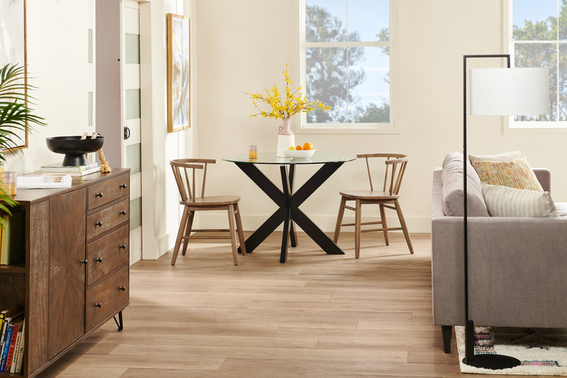 Remi Dining Chair with Curved Spindle-Back - Brown