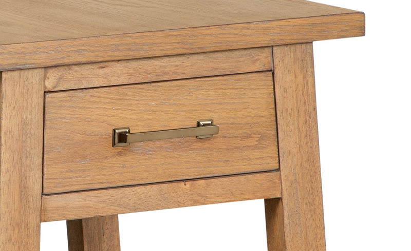 Rhett 22\" Modern End Table with Storage and Shelf - Light Brown Oak