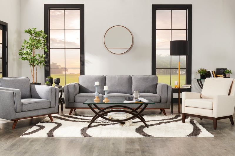 Ricci  48\" Modern Glass Top Coffee Table - Glass with Espresso Finished Legs