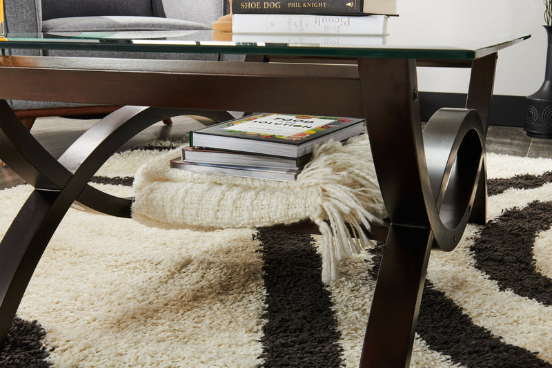 Ricci  48\" Modern Glass Top Coffee Table - Glass with Espresso Finished Legs