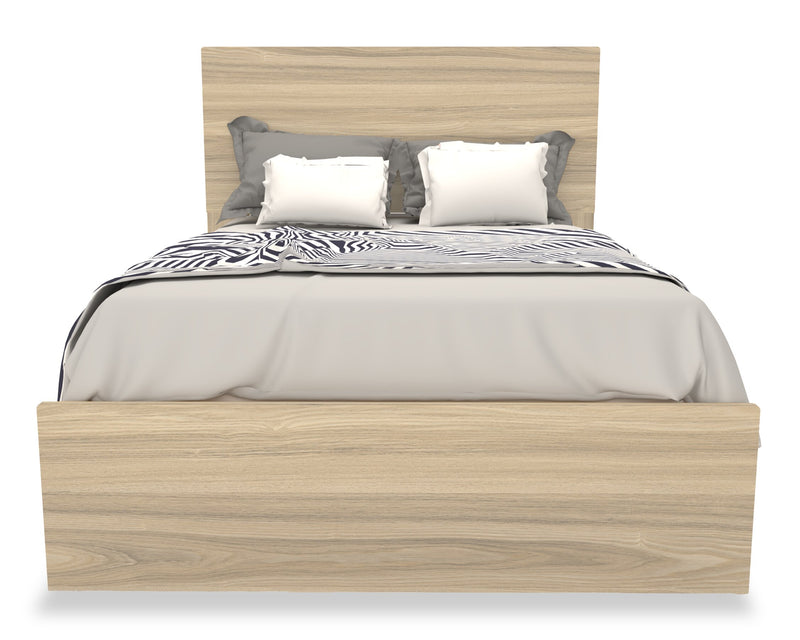 Riley Panel Bed with Headboard & Frame for Kids, Made in Canada, Natural - Full Size
