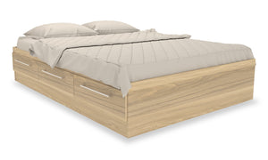 Riley Mates Bed with 3-Drawer Storage for Kids, Made in Canada, Natural - Full Size