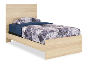 Riley Panel Bed with Headboard & Frame for Kids, Made in Canada, Natural - Twin Size