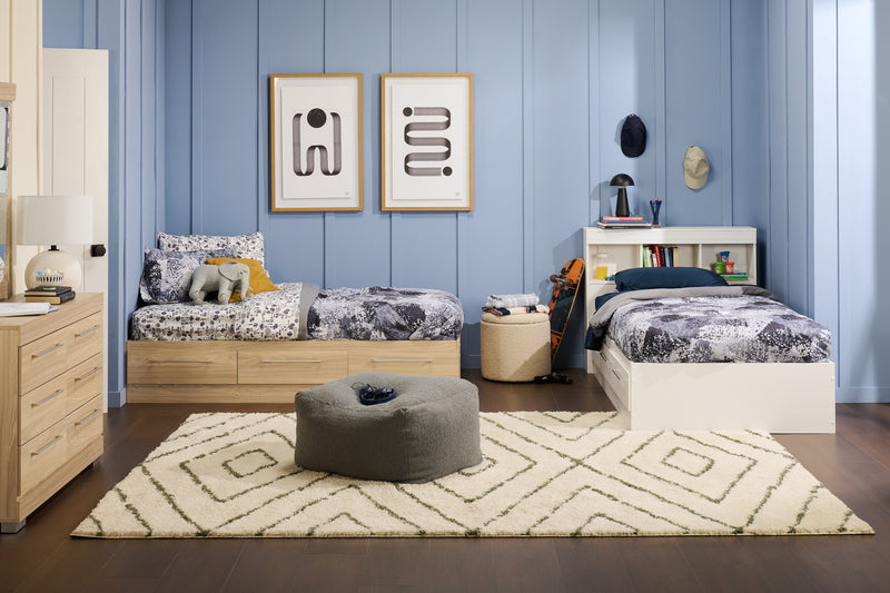 Riley Mates Bed with 3-Drawer Storage for Kids, Made in Canada, Natural - Twin Size