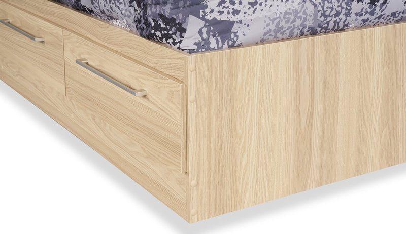 Riley Mates Bed with 3-Drawer Storage for Kids, Made in Canada, Natural - Twin Size