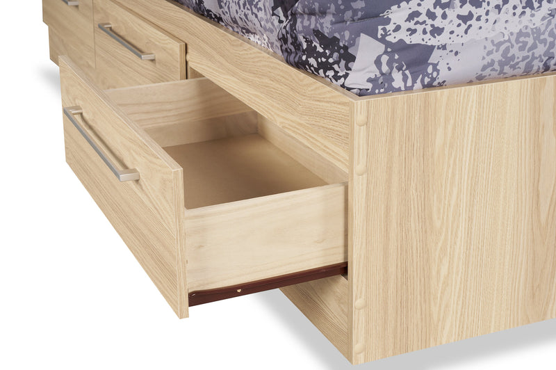 Riley Mates Bed with 3-Drawer Storage for Kids, Made in Canada, Natural - Twin Size