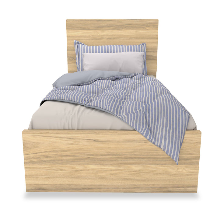 Riley 6pc Bedroom Set with Panel Bed, Dresser, Mirror & Nightstand, Made in Canada, Natural - Twin Size