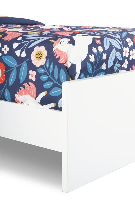 Riley Panel Bed with Headboard & Frame for Kids, Made in Canada, White - Twin Size