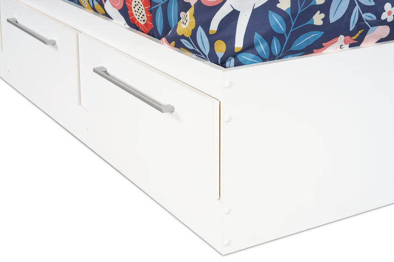 Riley Mates Bed with 3-Drawer Storage for Kids, Made in Canada, White - Twin Size