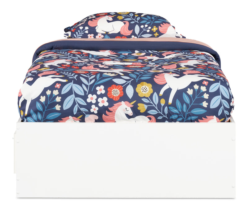 Riley Mates Bed with 3-Drawer Storage for Kids, Made in Canada, White - Twin Size