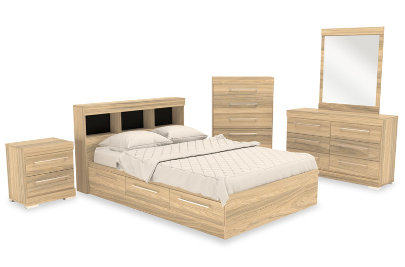Riley Mates Bed with Bookcase Headboard Set for Kids,Made in Canada, Natural - Full Size