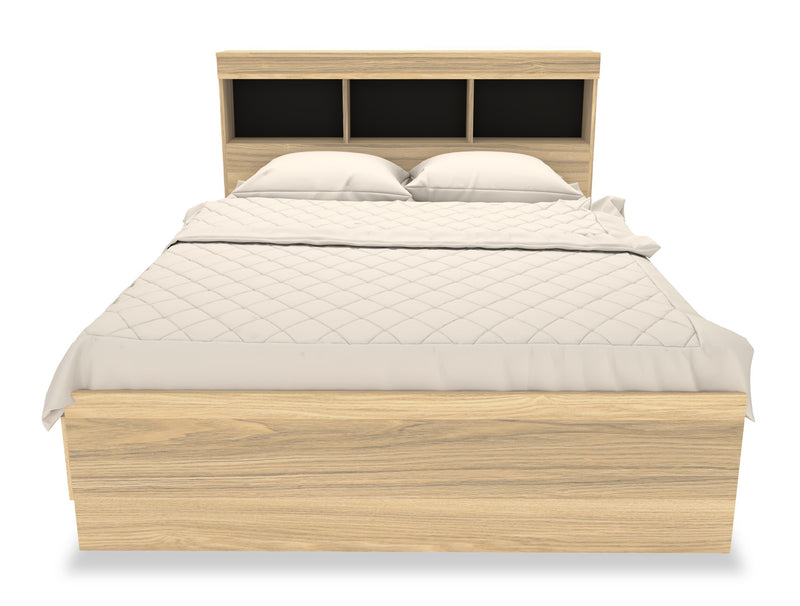 Riley Mates Bed with Bookcase Headboard Set for Kids,Made in Canada, Natural - Full Size