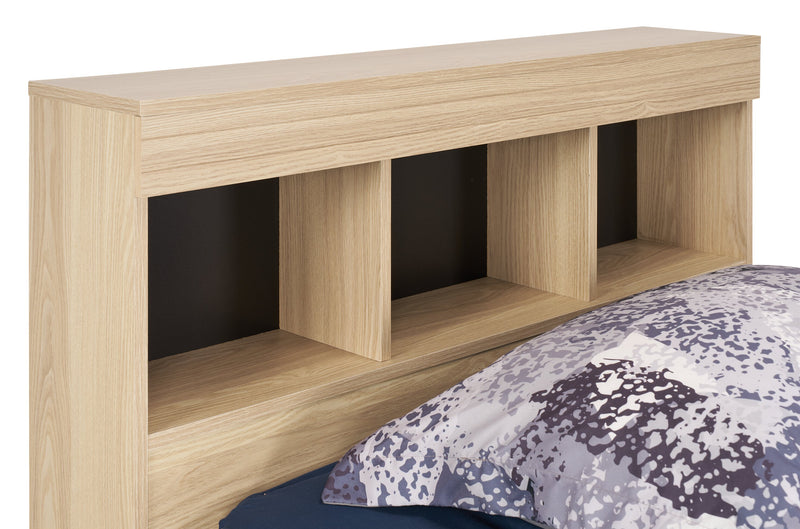 Riley Mates Bed with Bookcase Headboard Set for Kids, Made in Canada, Natural - Twin Size