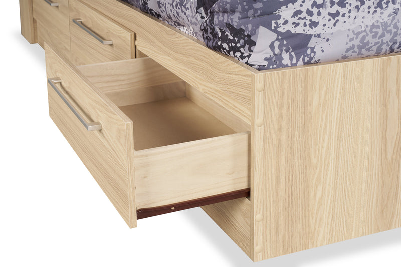 Riley Mates Bed with Bookcase Headboard Set for Kids, Made in Canada, Natural - Twin Size