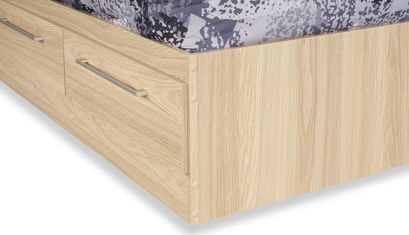 Riley Mates Bed with Bookcase Headboard Set for Kids, Made in Canada, Natural - Twin Size