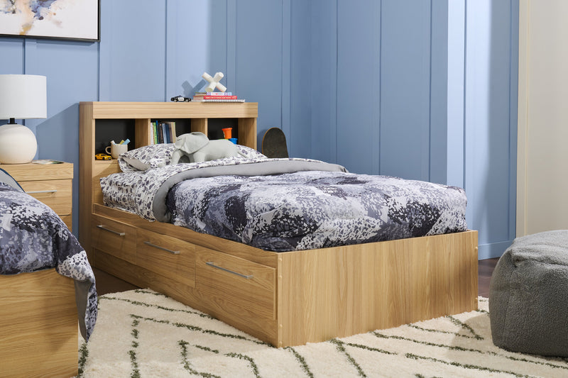 Riley Mates Bed with Bookcase Headboard Set for Kids, Made in Canada, Natural - Twin Size