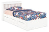["Riley Mates Bed with Bookcase Headboard Set for Kids, Made in Canada, White - Twin Size"]