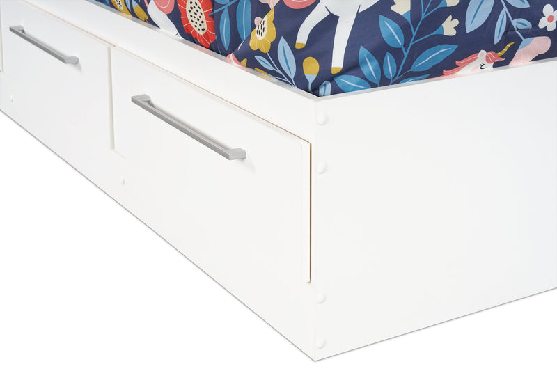 Riley Mates Bed with Bookcase Headboard Set for Kids, Made in Canada, White - Twin Size