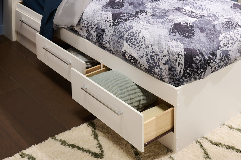 Riley Mates Bed with Bookcase Headboard Set for Kids, Made in Canada, White - Twin Size