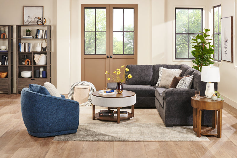 Rio 34.5\" Chenille Fabric Swivel Accent Chair - Blue