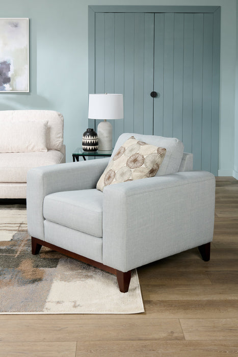 River 40.1\" Linen-Look Fabric Chair with Wood Base and Legs - Grey
