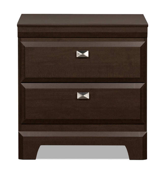 Yorkdale Bedside 2-Drawer Nightstand, 23.5\"W x 24.7\"H, Made in Canada - Brown